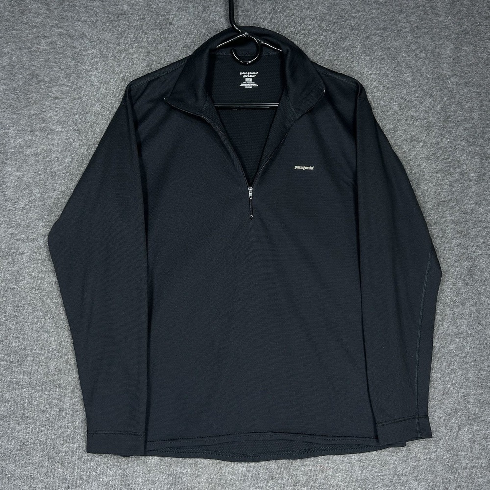 Vintage Patagonia Capilene 1/4 Zip Shirt Mens M Black Baselayer Mock Neck Y2K
